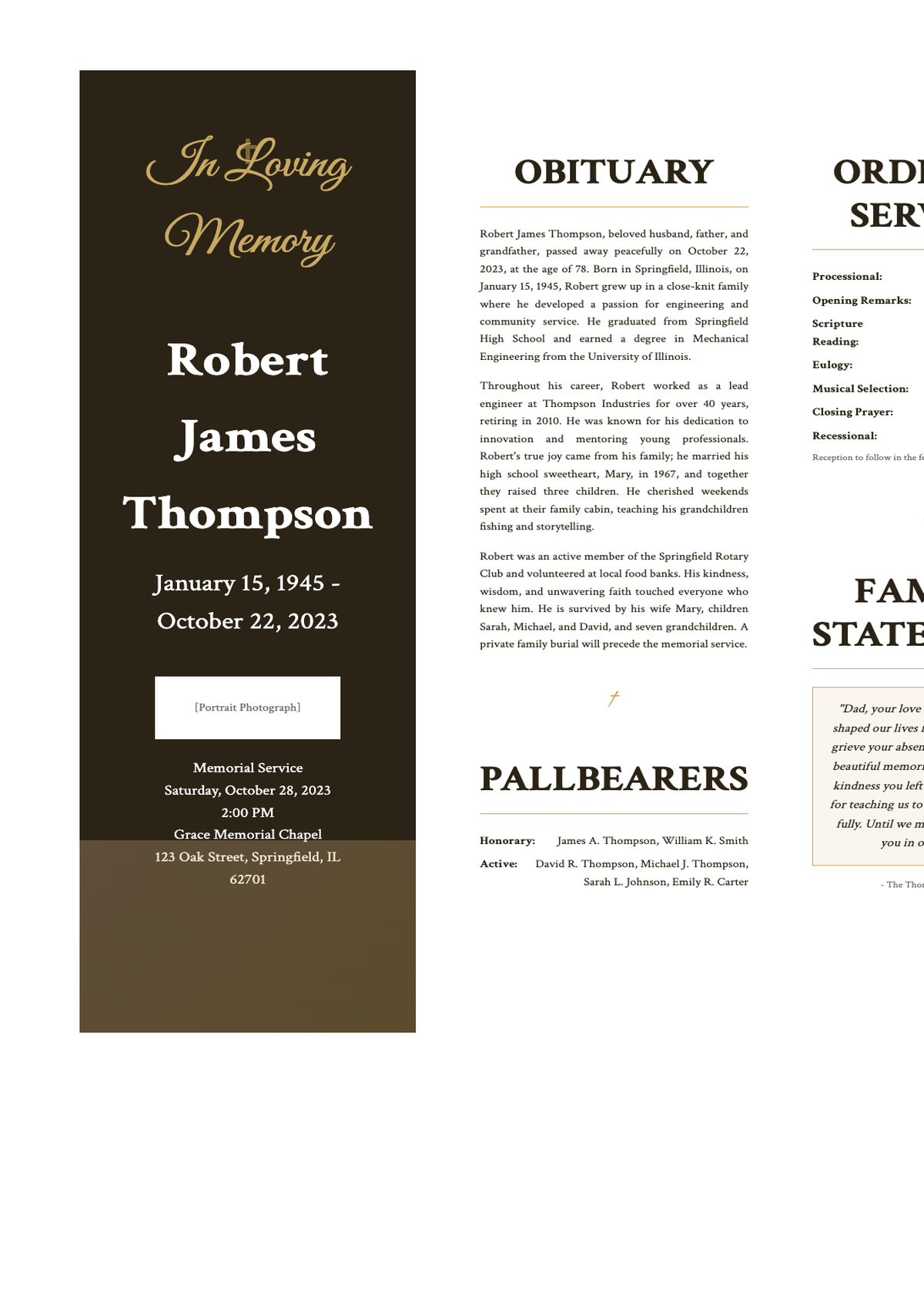 Elegant funeral program with photo and marble accents_variant_1